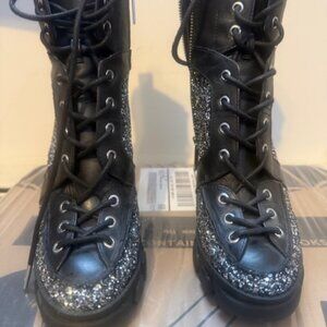 Michael Kors Ridley lace up booties in chunky glitter